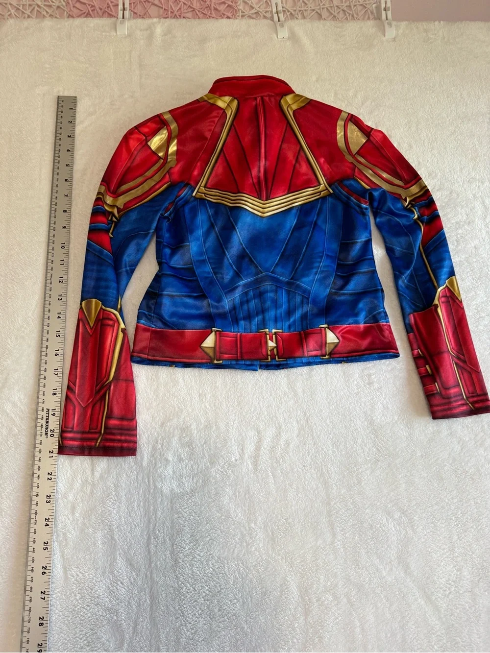 Disney Red and Blue Captain America costume Zip-Up Jacket with Gold Accent - Picture 3 of 13